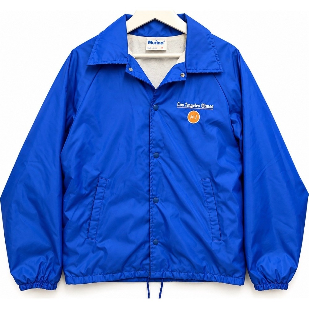 VTG 80s Los Angeles Times Coach Jacket M USA Murina Fleece Lined Nylon #1